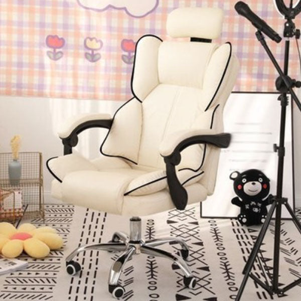 High Back Desk Chair Contemporary Ergonomic Fixed Arms Office Chair with Headrest