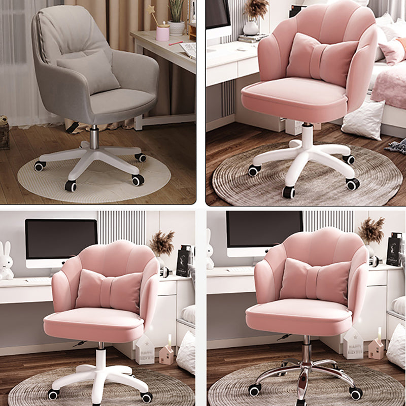 Faux Leather Desk Chair Contemporary Pillow Included Office Chair with Wheels