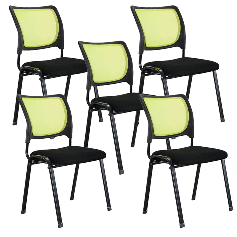 Black Metal Frame Modern Office Chair Mid-Back Microfiber Task Chair