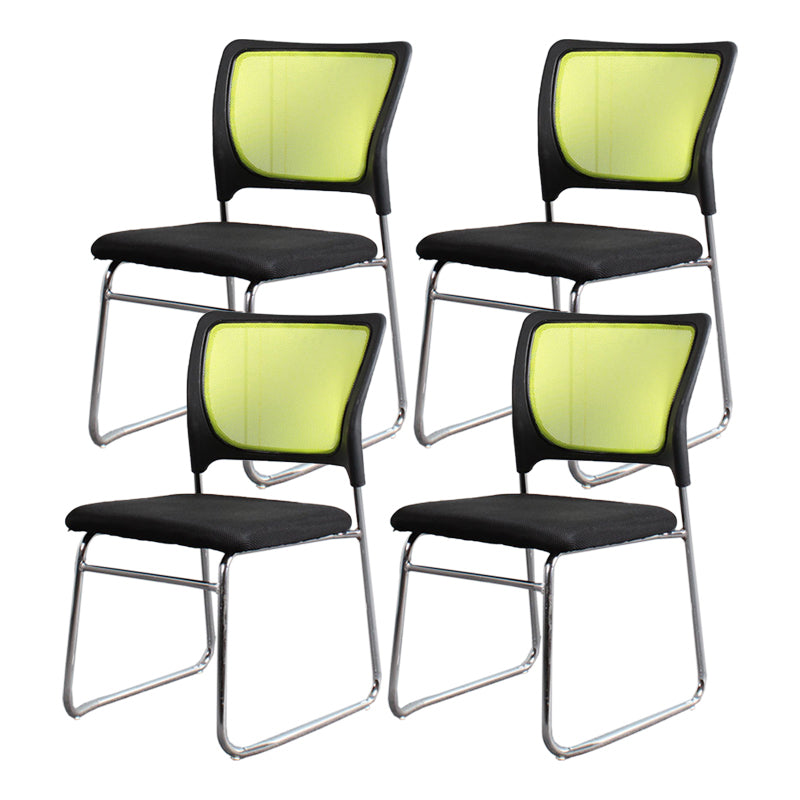 Modern Green Metal Desk Chair with Mid Back Home Office Chair