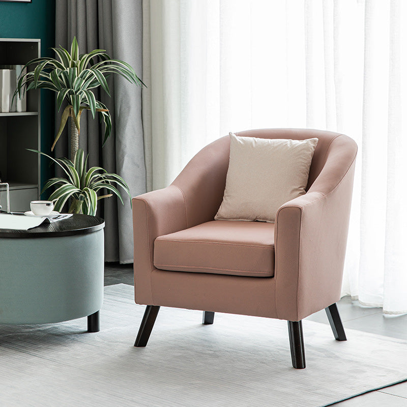 26.77" L * 27.55" W * 32.67" H Bonded Leather Barrel Accent Chair Sloped Arms Barrel Chair