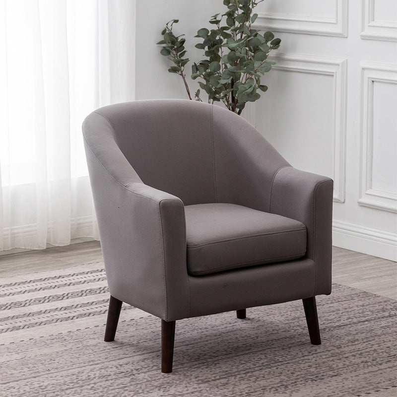 26.77" L * 27.55" W * 32.67" H Bonded Leather Barrel Accent Chair Sloped Arms Barrel Chair