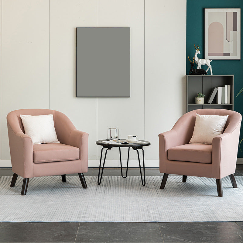 26.77" L * 27.55" W * 32.67" H Bonded Leather Barrel Accent Chair Sloped Arms Barrel Chair