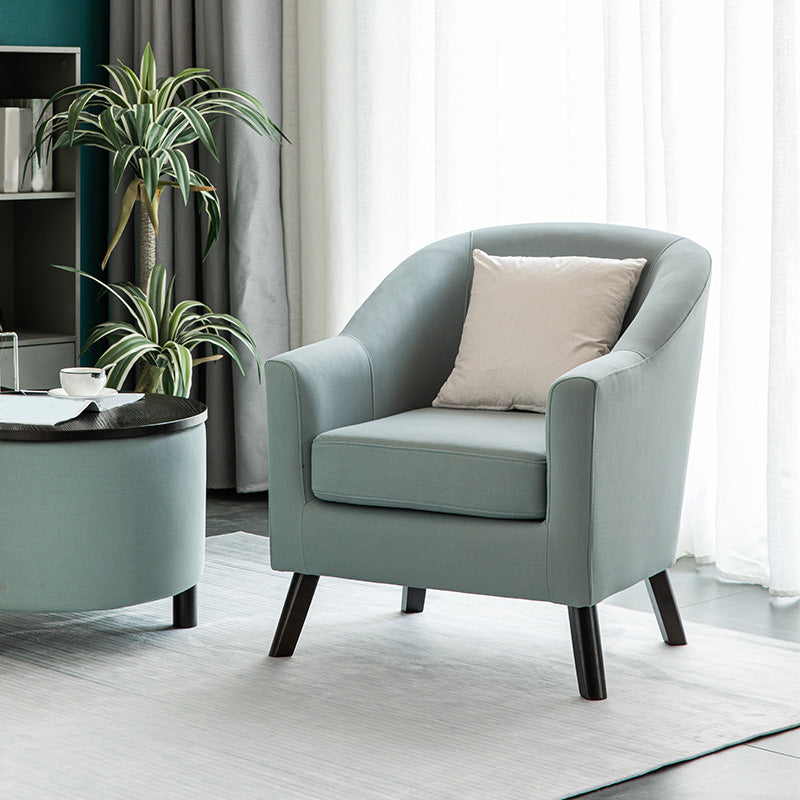 26.77" L * 27.55" W * 32.67" H Bonded Leather Barrel Accent Chair Sloped Arms Barrel Chair