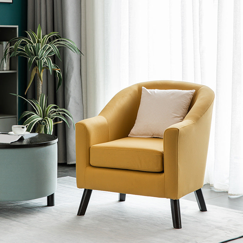 26.77" L * 27.55" W * 32.67" H Bonded Leather Barrel Accent Chair Sloped Arms Barrel Chair