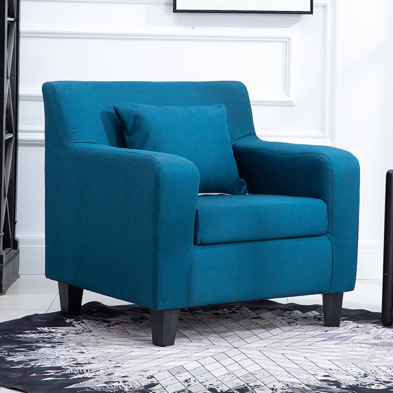 24.4"Wide Linen/Faux Leather Arm Chair with Pillow Back and Basic Four Legs