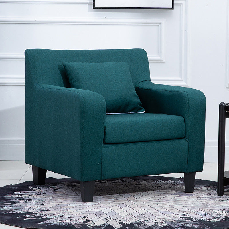24.4"Wide Linen/Faux Leather Arm Chair with Pillow Back and Basic Four Legs
