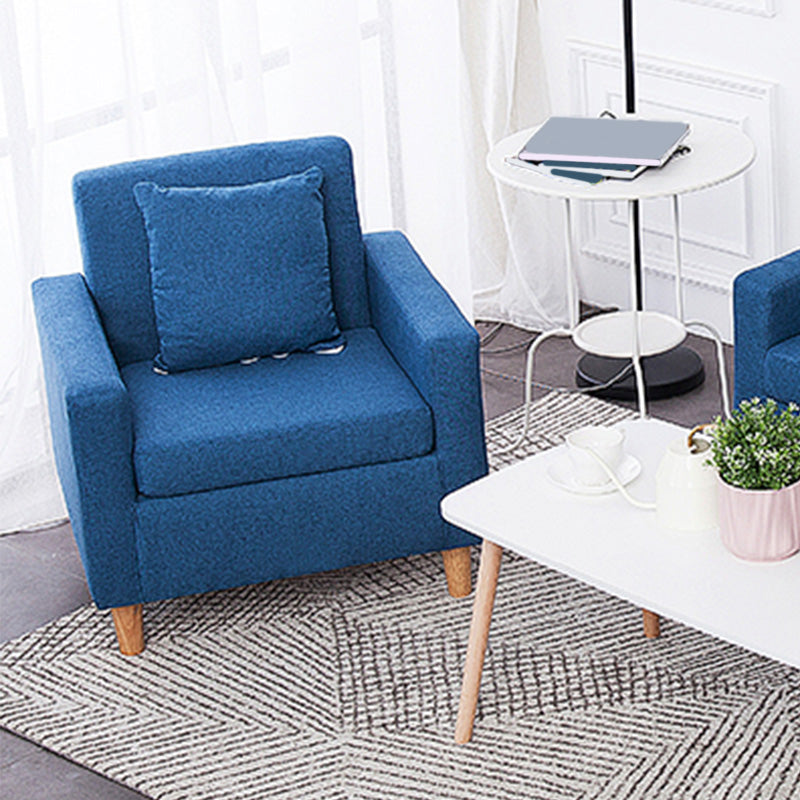 27.5"Wide Faux Leather/Linen Blend Tight Back Arm Chair with Basic Four Legs