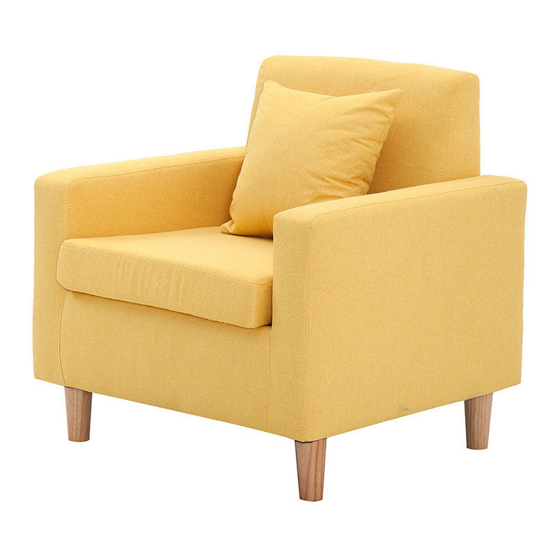 27.5"Wide Faux Leather/Linen Blend Tight Back Arm Chair with Basic Four Legs