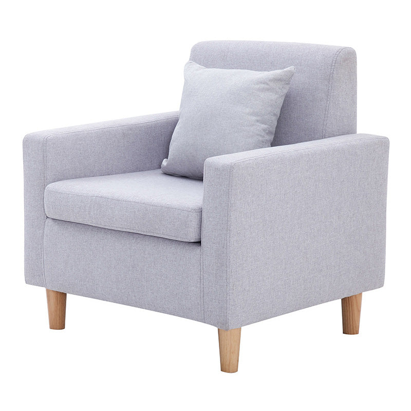 27.5"Wide Faux Leather/Linen Blend Tight Back Arm Chair with Basic Four Legs