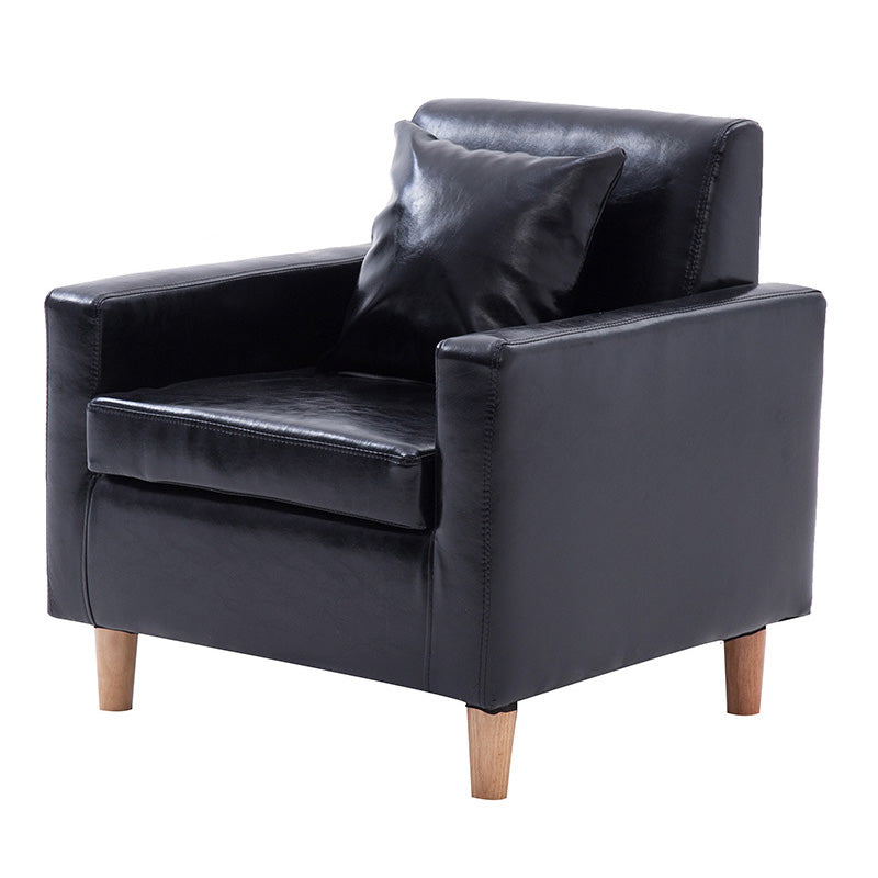 27.5"Wide Faux Leather/Linen Blend Tight Back Arm Chair with Basic Four Legs