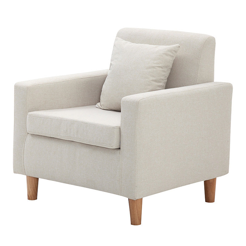 27.5"Wide Faux Leather/Linen Blend Tight Back Arm Chair with Basic Four Legs
