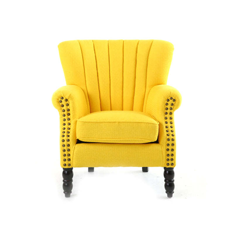 Modern 29.5"Wide Rolled Arms Nailhead Trim Single Sofa Chair with Sewn Pillow Back