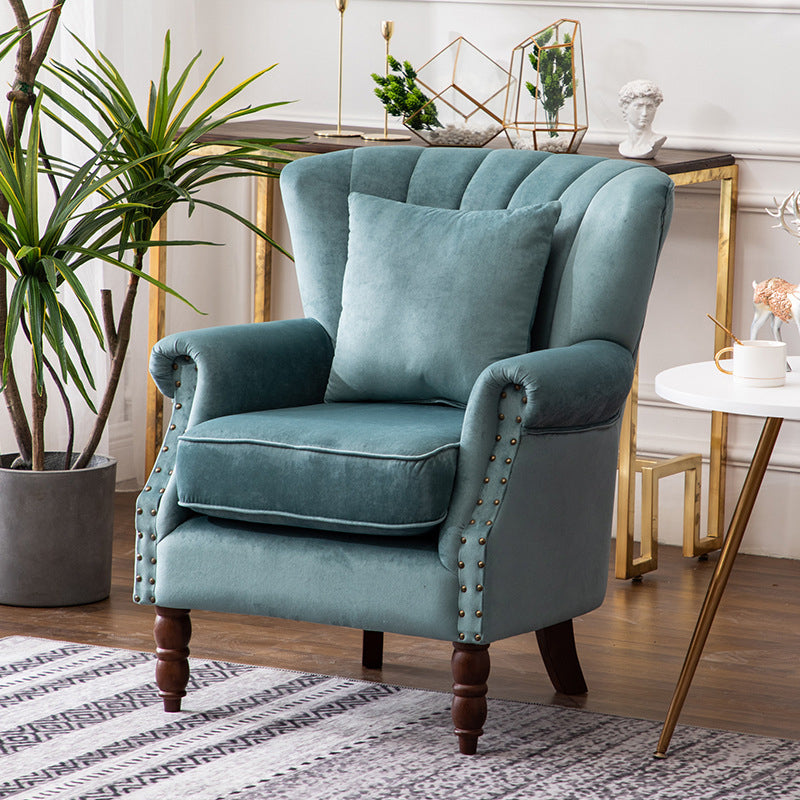 Modern 29.5"Wide Rolled Arms Nailhead Trim Single Sofa Chair with Sewn Pillow Back