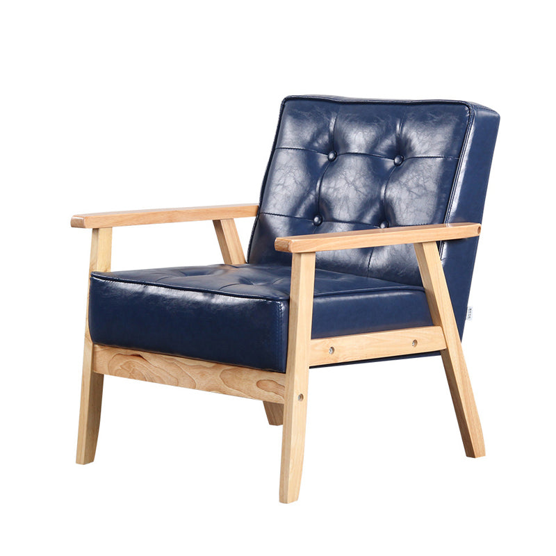 Square arm 25.5"W Faux Leather Arm Chair with Basic Four Legs and Tufted Back