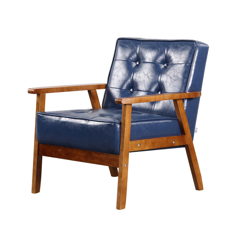 Square arm 25.5"W Faux Leather Arm Chair with Basic Four Legs and Tufted Back