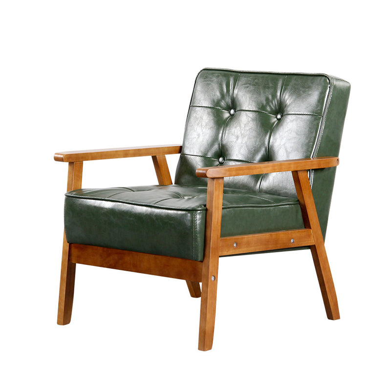 Square arm 25.5"W Faux Leather Arm Chair with Basic Four Legs and Tufted Back