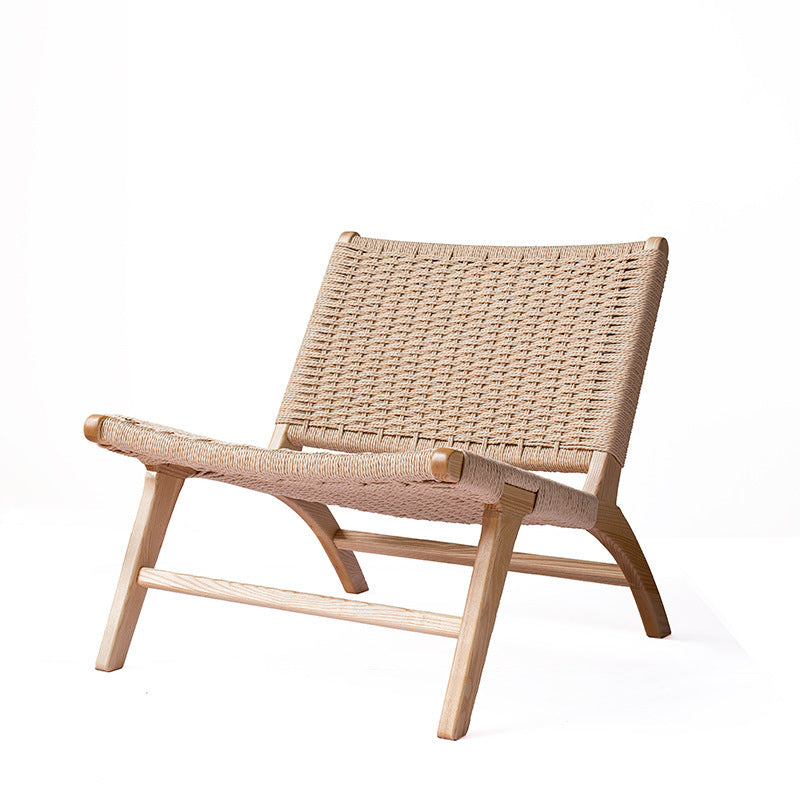 25.59" L x 31.88" W x 25.98" H Brown/Nautral Woven Accent Chair Solid Wood Lounge Chair