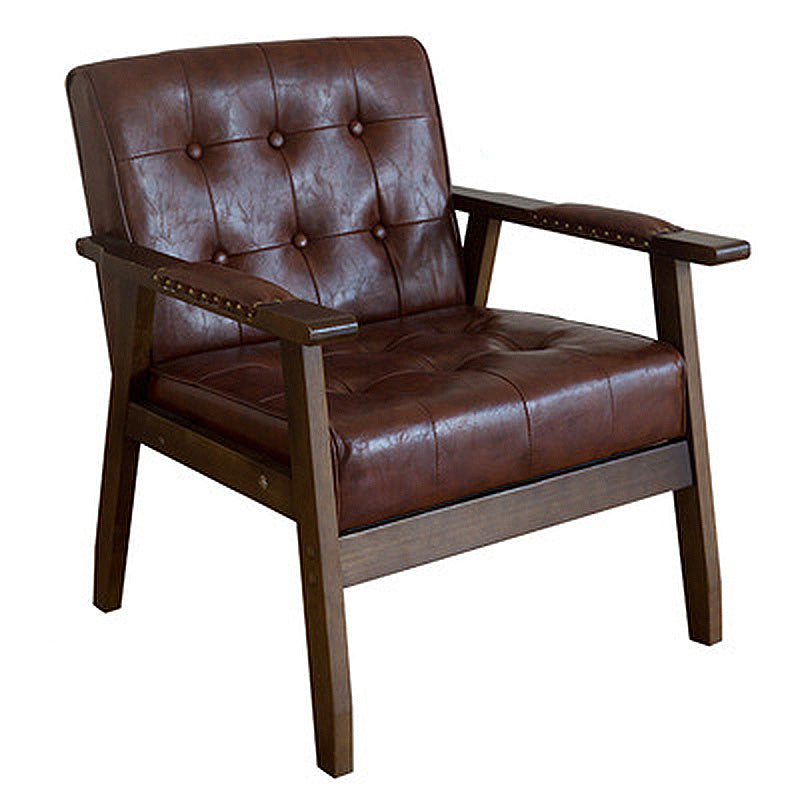 Modern 25.5"Wide PU Arm Chair with Basic Four Legs and Tufted Back