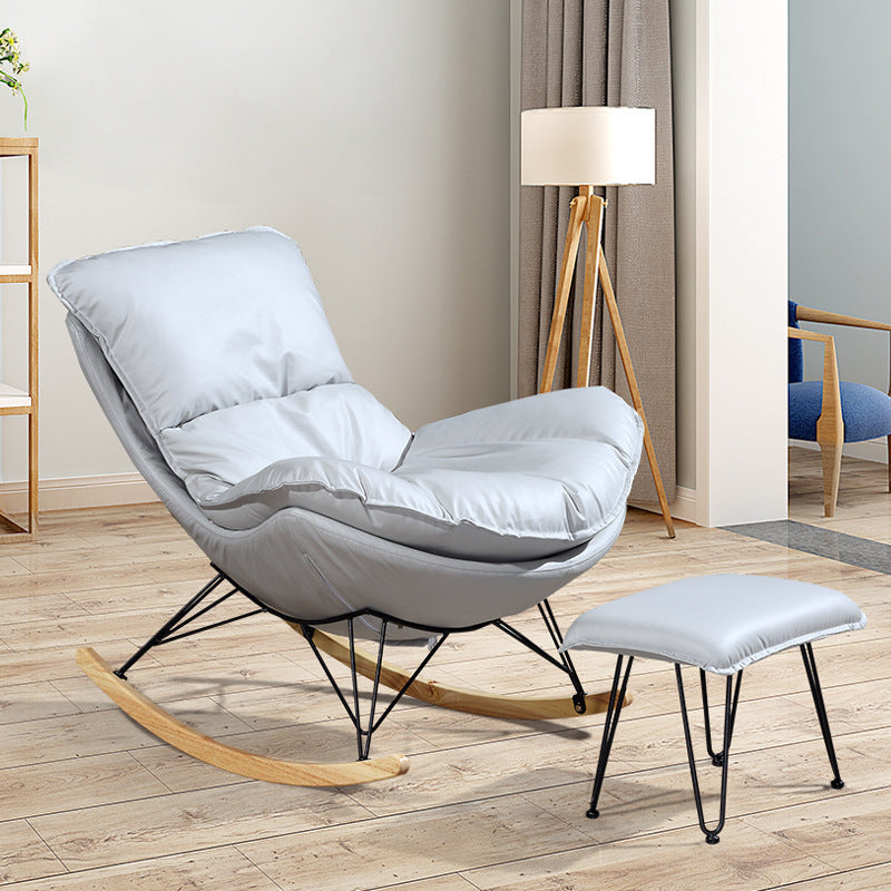 26.77" L x 37.40" W x 32.28" H Armless Upholstered Lounge Chair with Ottoman for Bedroom