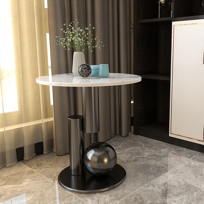Pedestal 1 Single Coffee Table Modern Stone Round Cocktail Table