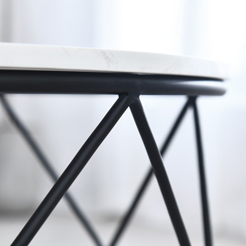 White Marble Frame 1 Coffee Table Modern Round Table for Living Room