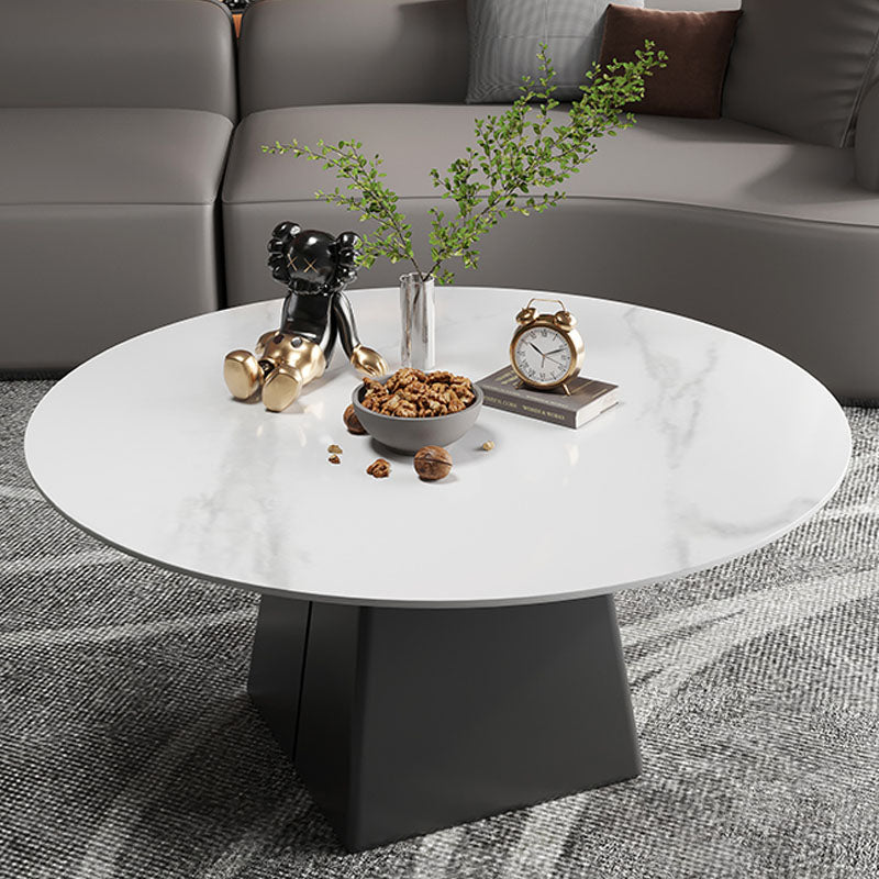 Contemporary with Casters Coffee Table Slate Pedestal Cocktail Table