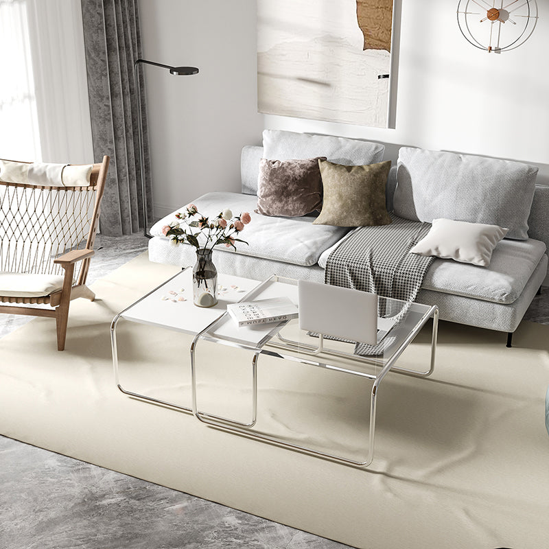 Sled 2 Nesting Coffee Table Modern Glass Coffee Table in Black and White