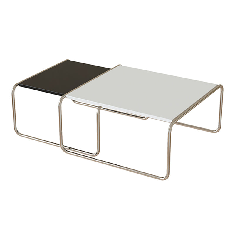 Sled 2 Nesting Coffee Table Modern Glass Coffee Table in Black and White