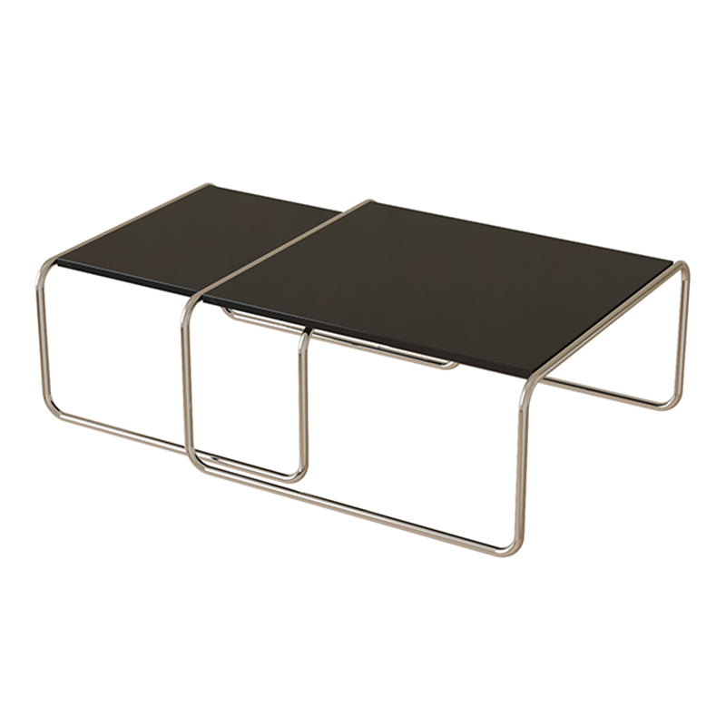 Sled 2 Nesting Coffee Table Modern Glass Coffee Table in Black and White