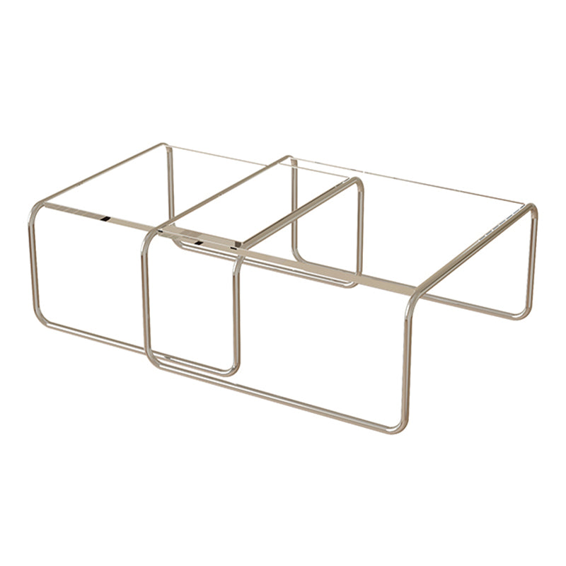 Sled 2 Nesting Coffee Table Modern Glass Coffee Table in Black and White