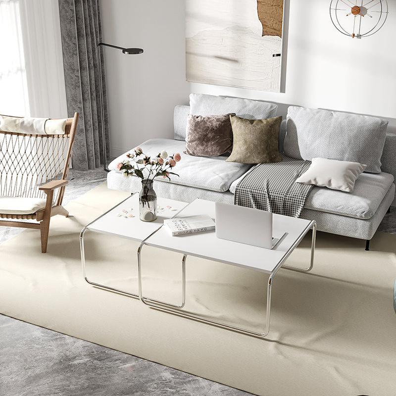Sled 2 Nesting Coffee Table Modern Glass Coffee Table in Black and White