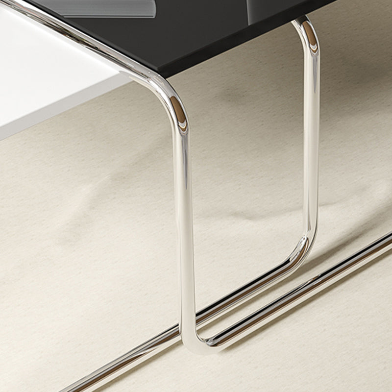Sled 2 Nesting Coffee Table Modern Glass Coffee Table in Black and White