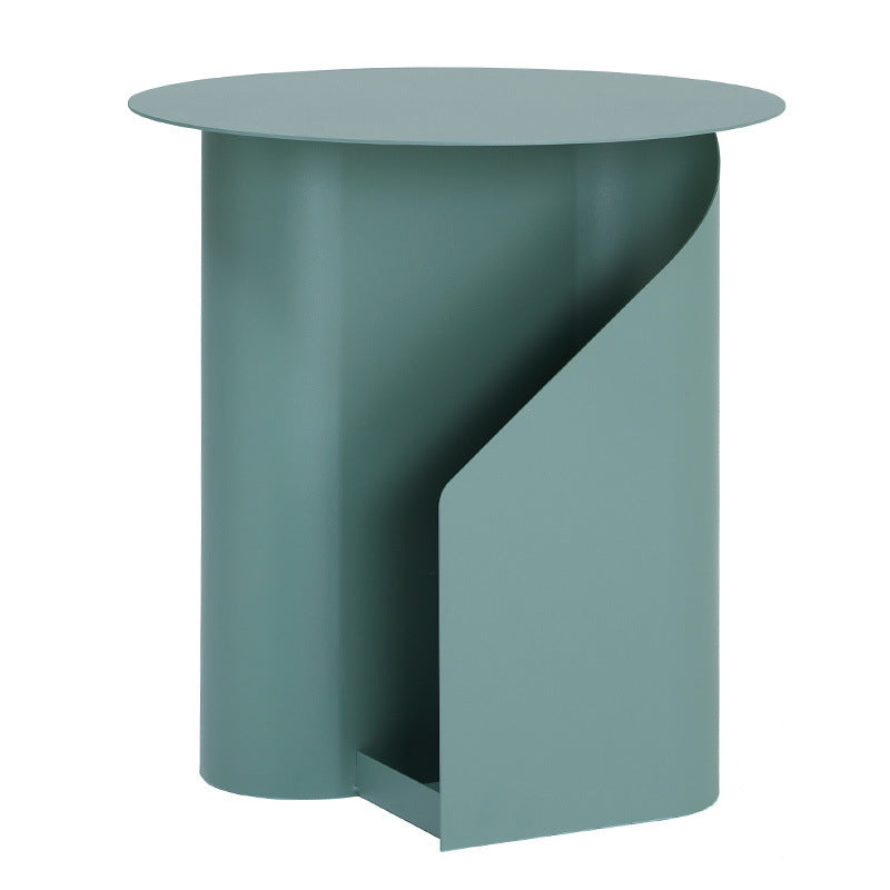 Modern Round Pedestal Coffee Table for Living Room in Pink with Storage