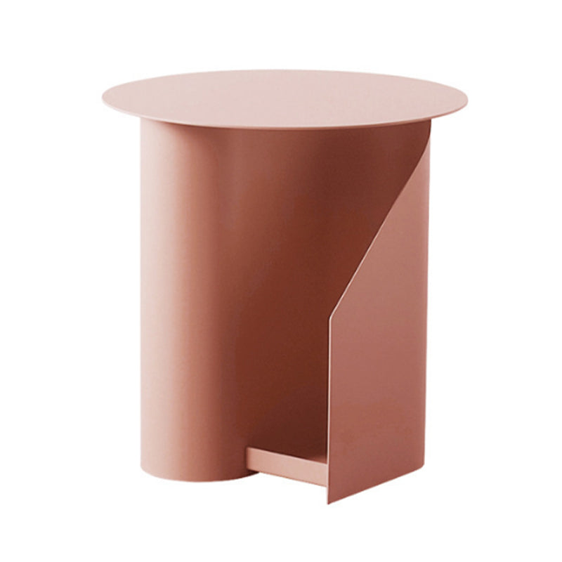 Modern Round Pedestal Coffee Table for Living Room in Pink with Storage