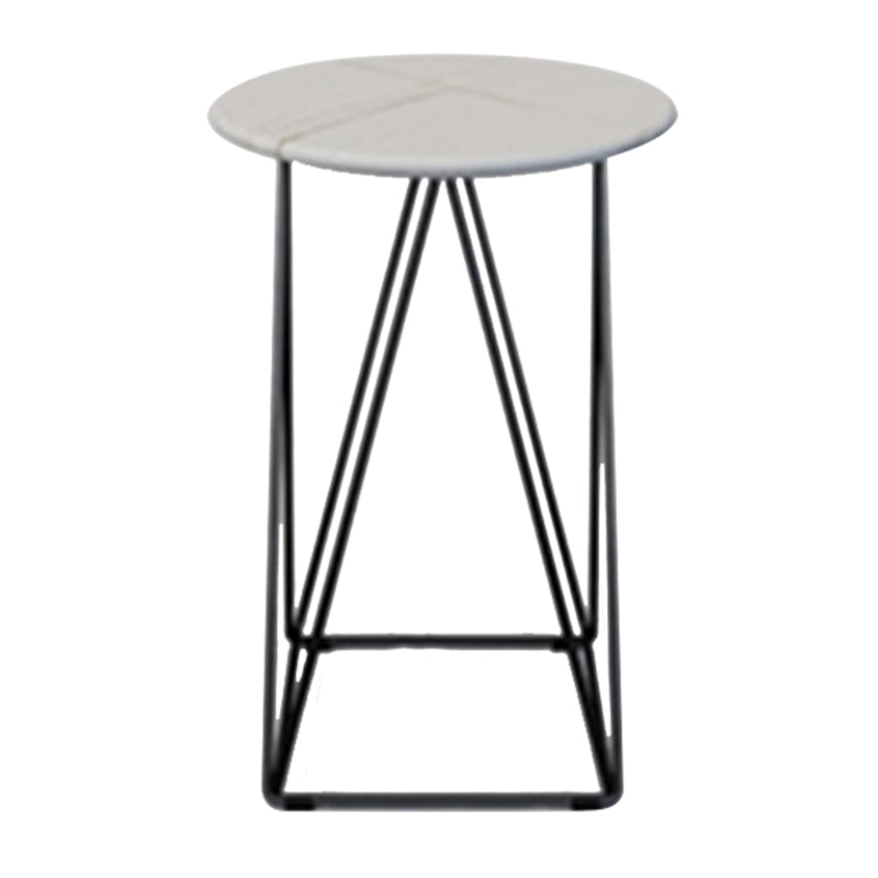 Frame Base Coffee Table Round Black/White Stone Cocktail Table