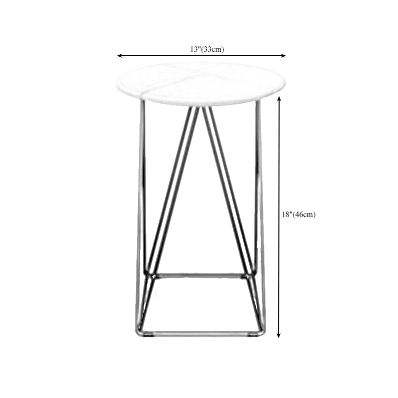 Frame Base Coffee Table Round Black/White Stone Cocktail Table