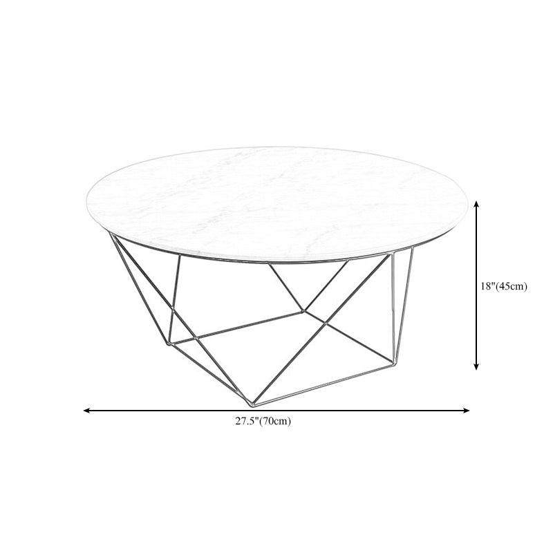 Frame Base Coffee Table Round Black/White Stone Cocktail Table