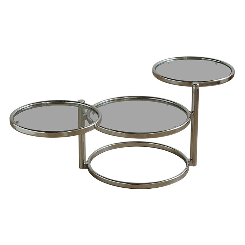 Round with Metal Accents Coffee Table Extendable Modern Glass Cocktail Table