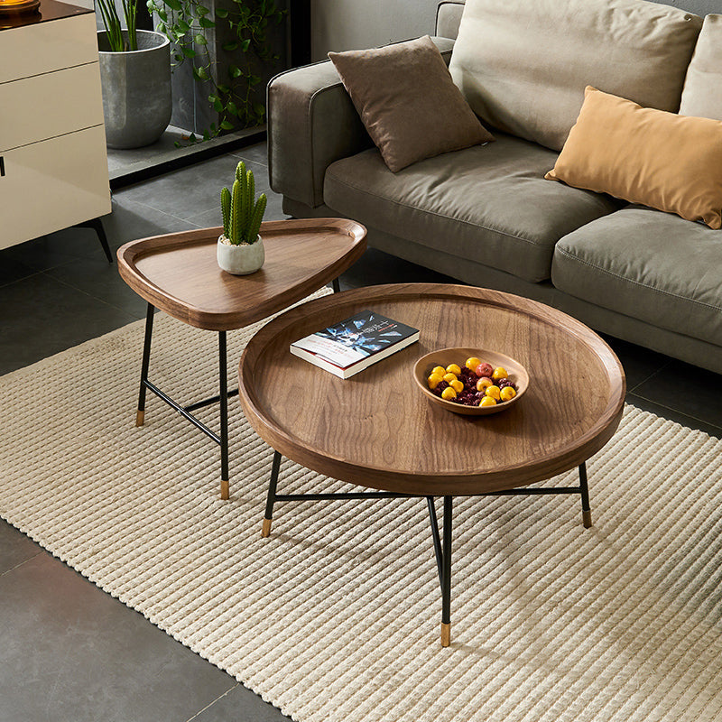 Nordic Round/Rectangle/Triangle Coffee Table Wood Cross Legs Cocktail Table