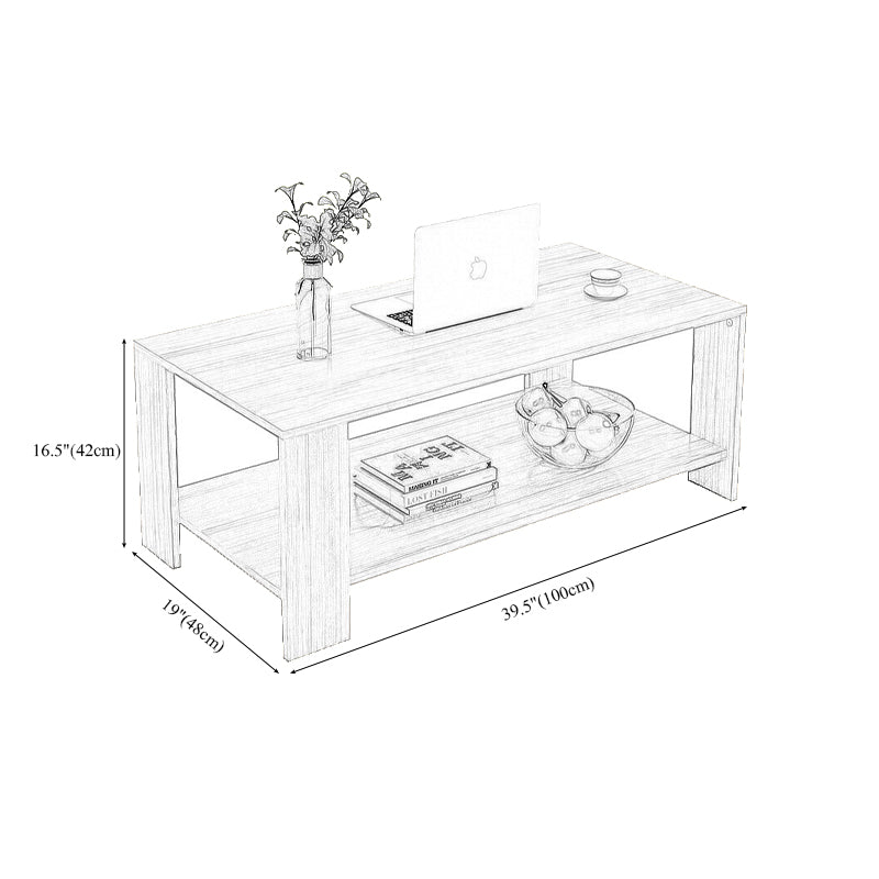 4 Legs Base Design with Storage Rack Wood-based Craft Rectangular Coffee Table