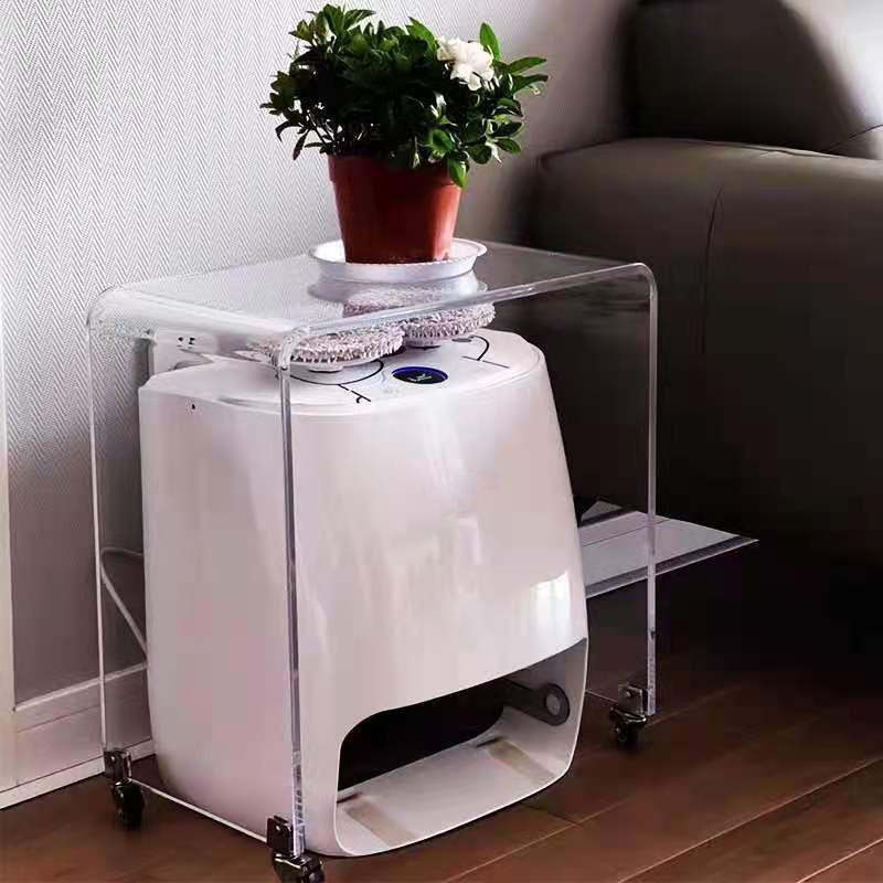 Sled 1 Single Coffee Table Clear Acrylic Cocktail Table with Casters