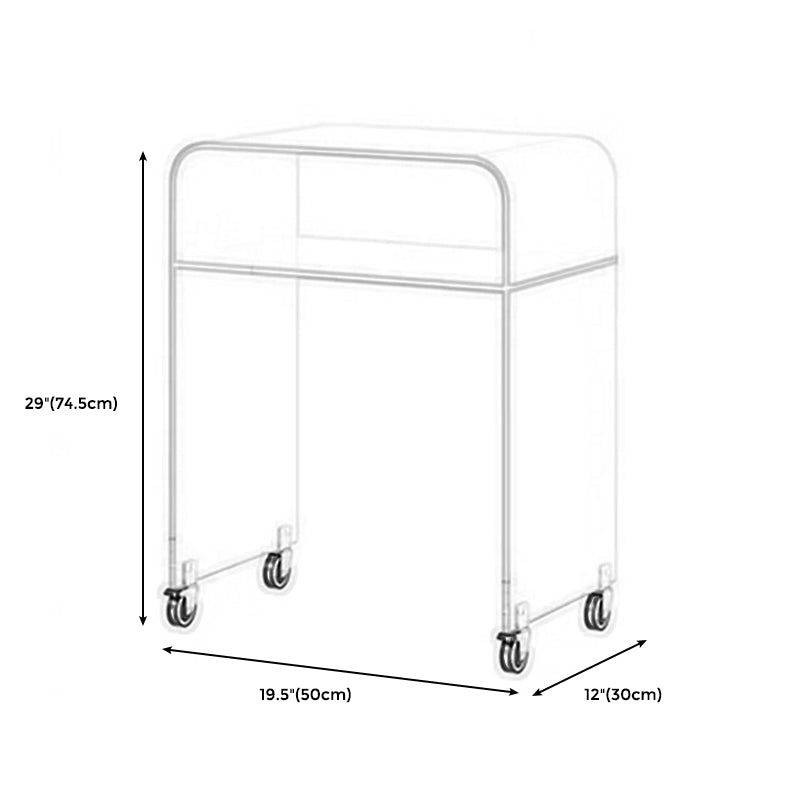 Sled 1 Single Coffee Table Clear Acrylic Cocktail Table with Casters