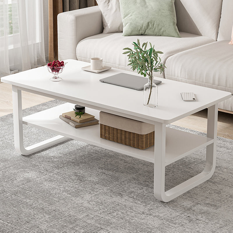 Modern Style Rectangular Wood-based Craft Blue/white/wood Coffee Table