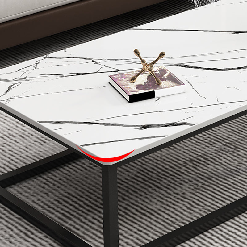Wood Frame Coffee Table Modern Rectangle Cocktail Table in Natural