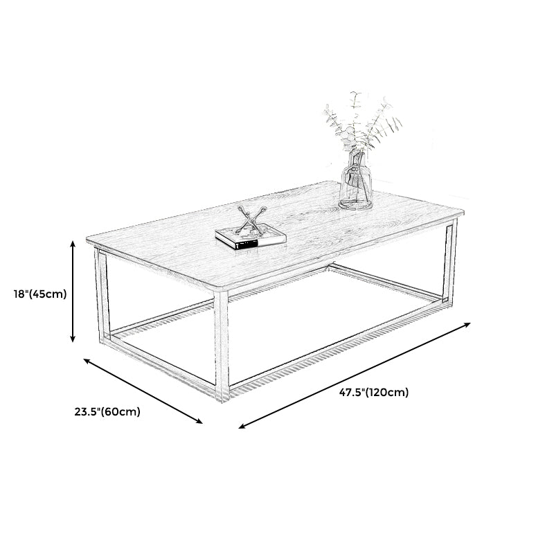 Wood Frame Coffee Table Modern Rectangle Cocktail Table in Natural