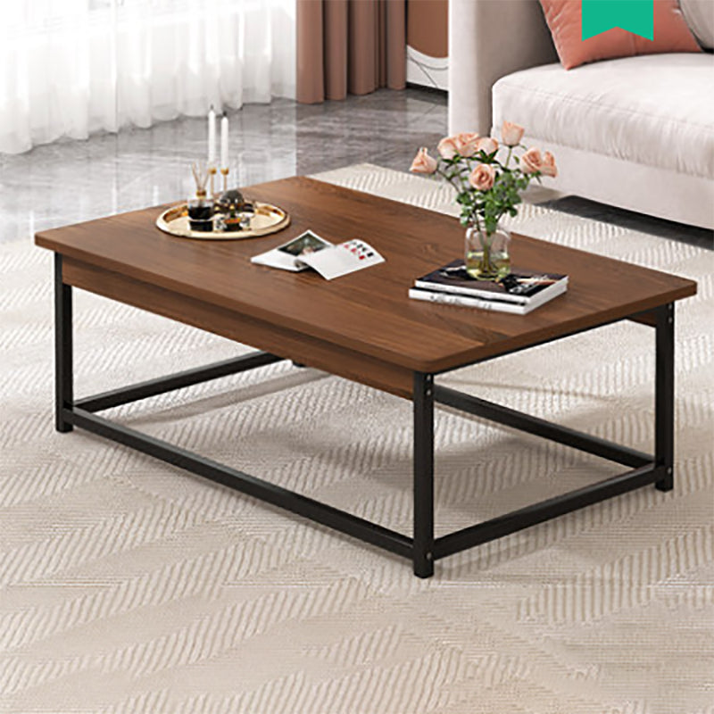 Modern Rectangular Metal Frame Coffee Table Brown Cocktail Table