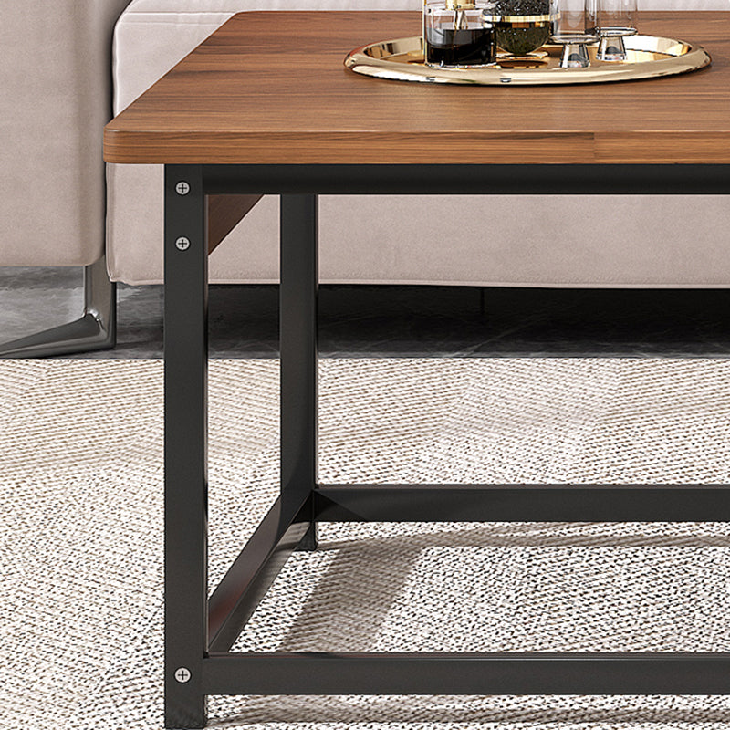 Modern Rectangular Metal Frame Coffee Table Brown Cocktail Table