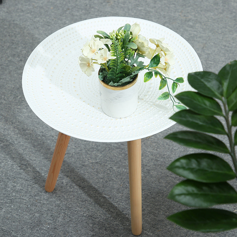 Round Modern Wooden Coffee Table Three Legs Coffee Table in Pink