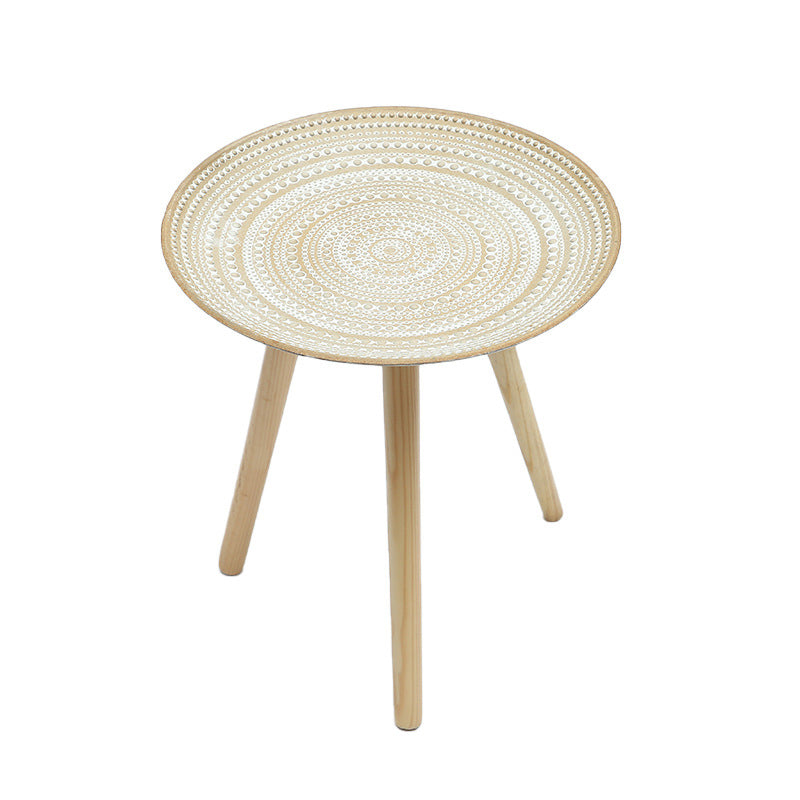 Round Modern Wooden Coffee Table Three Legs Coffee Table in Pink
